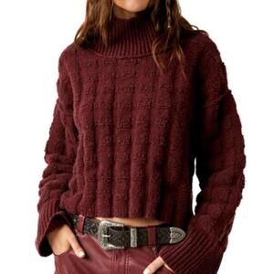 We the Free People Care Soul Searcher mock neck sweater Wine size Medium